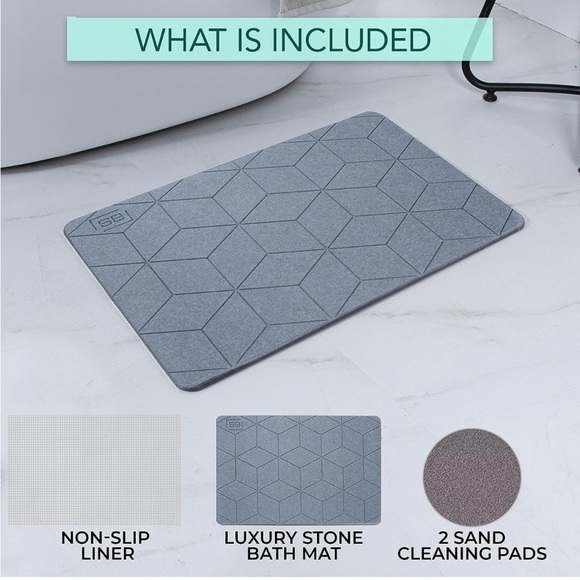 Brand New Stone Bath Mat Diatomaceous Earth Modern Sustainable Non-Slip Gray - Picture 4 of 13
